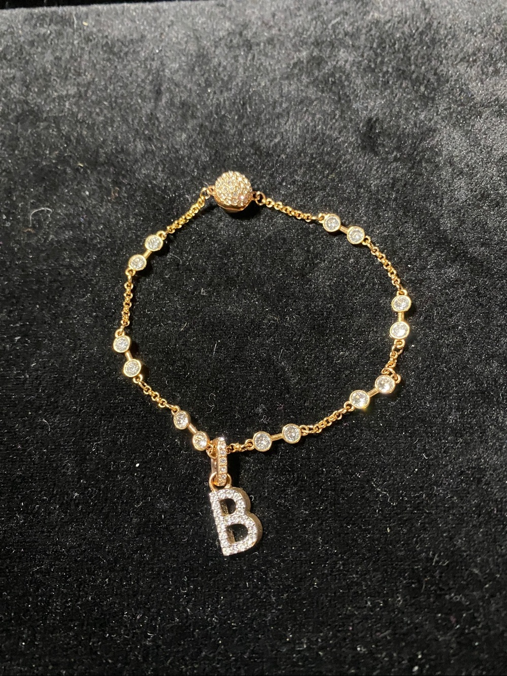 Swarovski Crystal Rose gold Encrusted Letter B Charm Magnetic Bracelet Gift